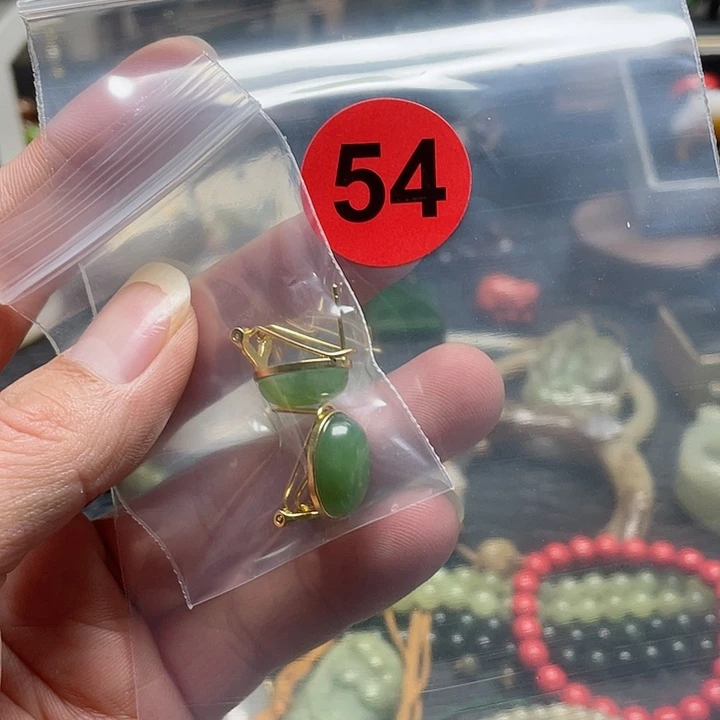 和田玉耳饰银S925镶嵌梅*