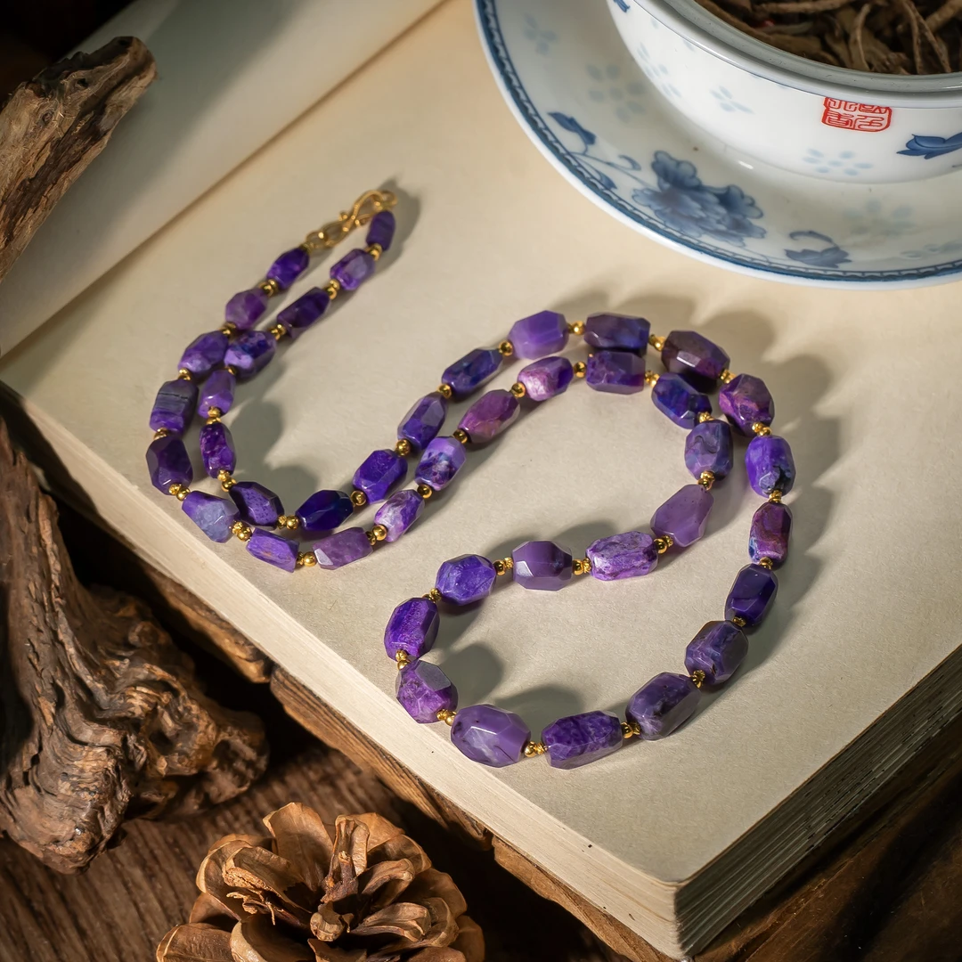 舒俱来帝王紫切面DIY18k金项链/多样性发一/45周长/4-6mm/C266/孤