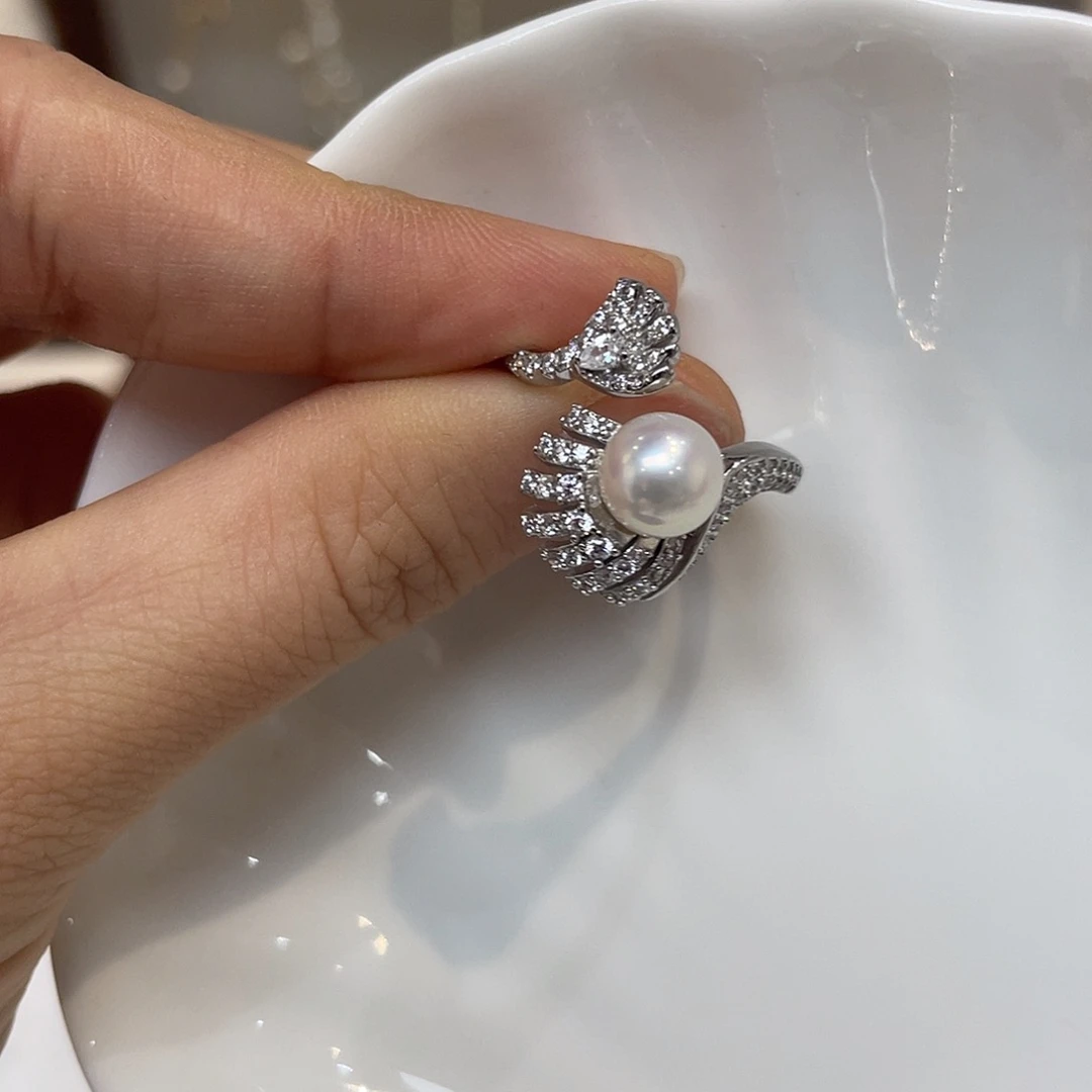 银S925镶嵌戒指海水珍珠