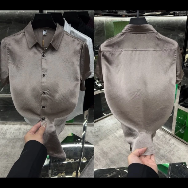 夏季高品质男士翻领褶皱醋酸polo衫8042