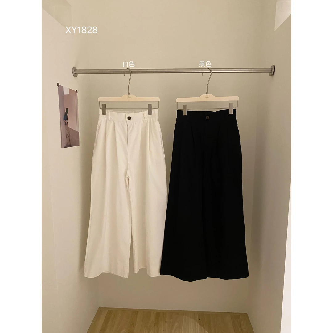 春季新款百搭神裤重工压褶一粒扣纯色显瘦直筒牛仔裤#XY1828