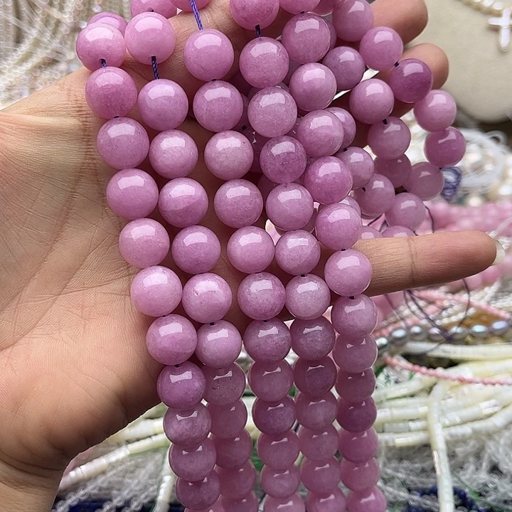 玛瑙/玉髓未镶嵌珠宝半成品一条12mm左右紫锂辉