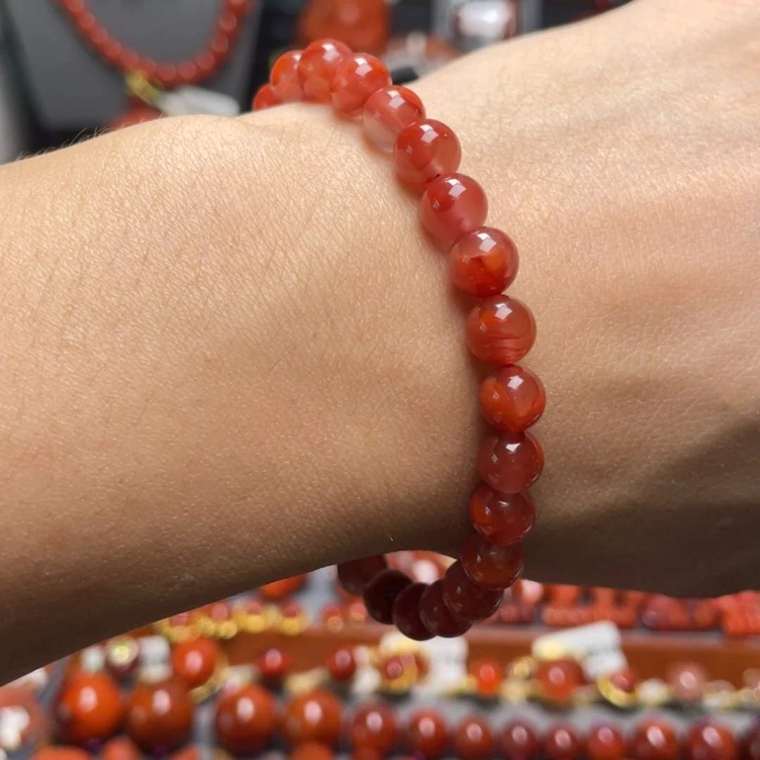 【闪购商品】未镶嵌7mm玫锦红手串南红玛瑙