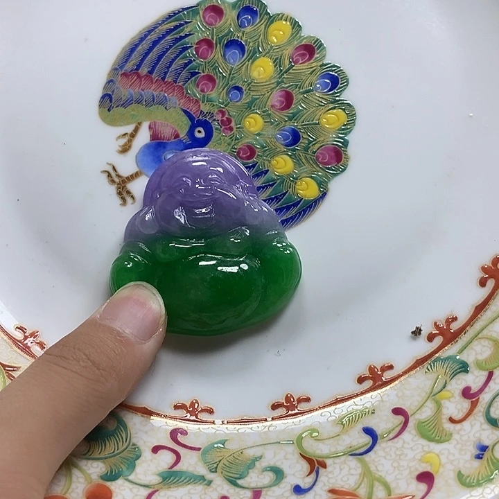 水***定瓷片翡翠春彩佛公