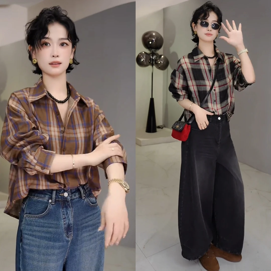 今年流行爆款格子衬衫外套女装2025年早秋小个子休闲显瘦防晒开衫