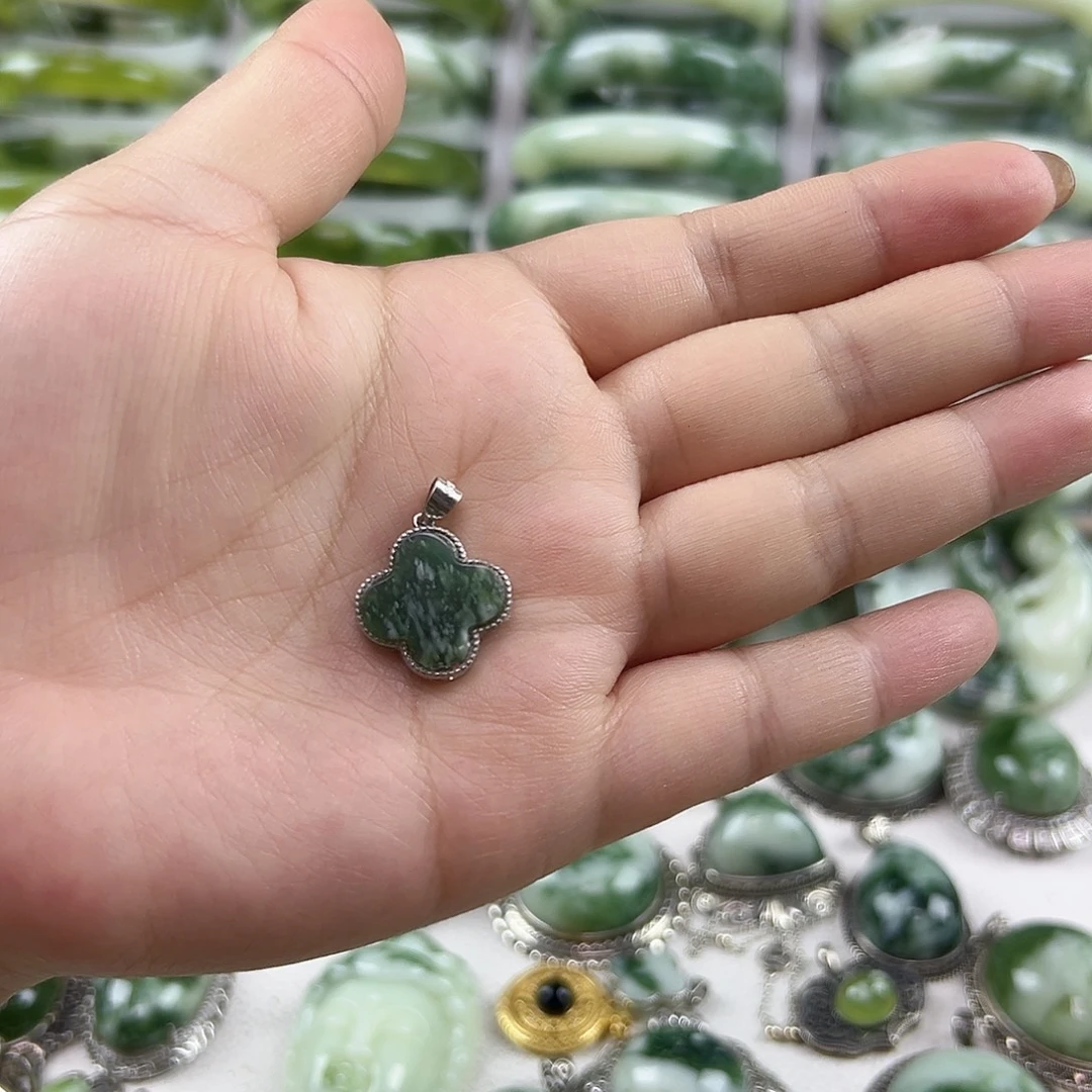 蛇纹石玉银S925镶嵌戒指