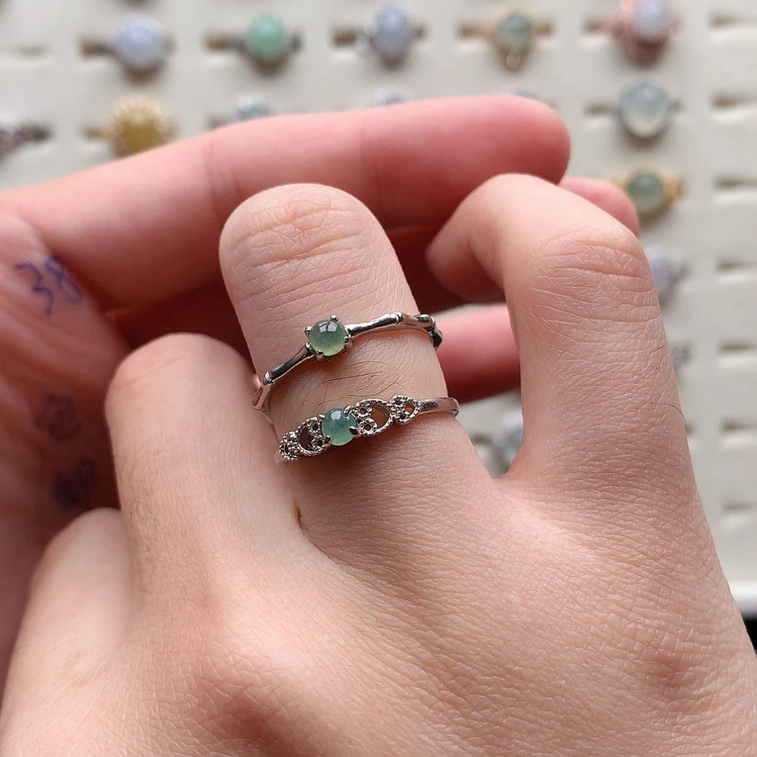 翡翠戒指银S925镶嵌0020