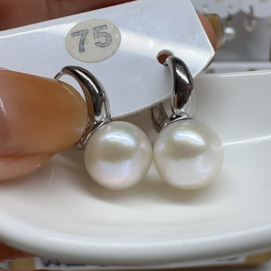 银S925镶嵌耳饰淡水珍珠珍珠