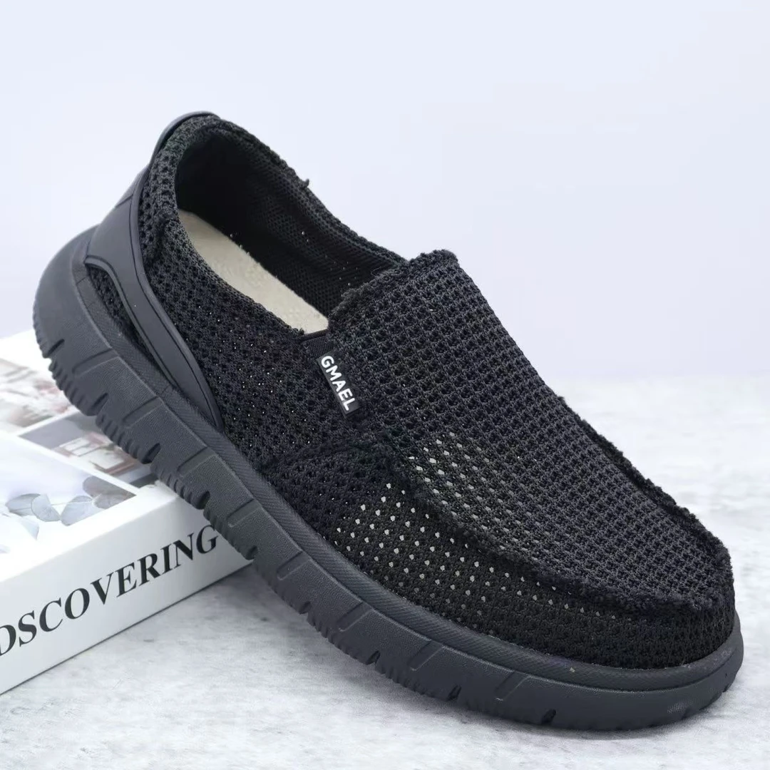 老北京布鞋夏季新款男网鞋超轻软底宽脚加肥镂空透气网面休闲鞋