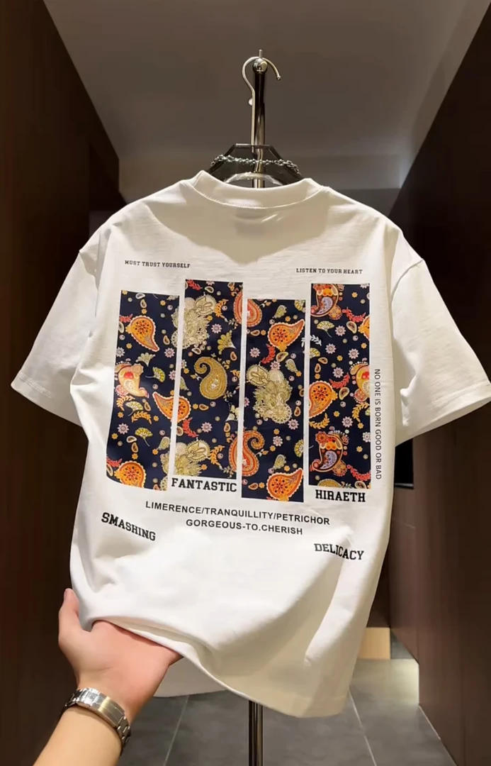 2025夏季新款男士短袖休闲个性印花圆领上衣百搭半袖潮牌打底T恤