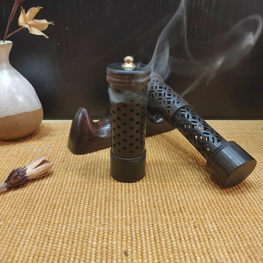 立式立体立香炉紫光檀伸缩镂空木质熏香炉香盒用具新中式线香香插