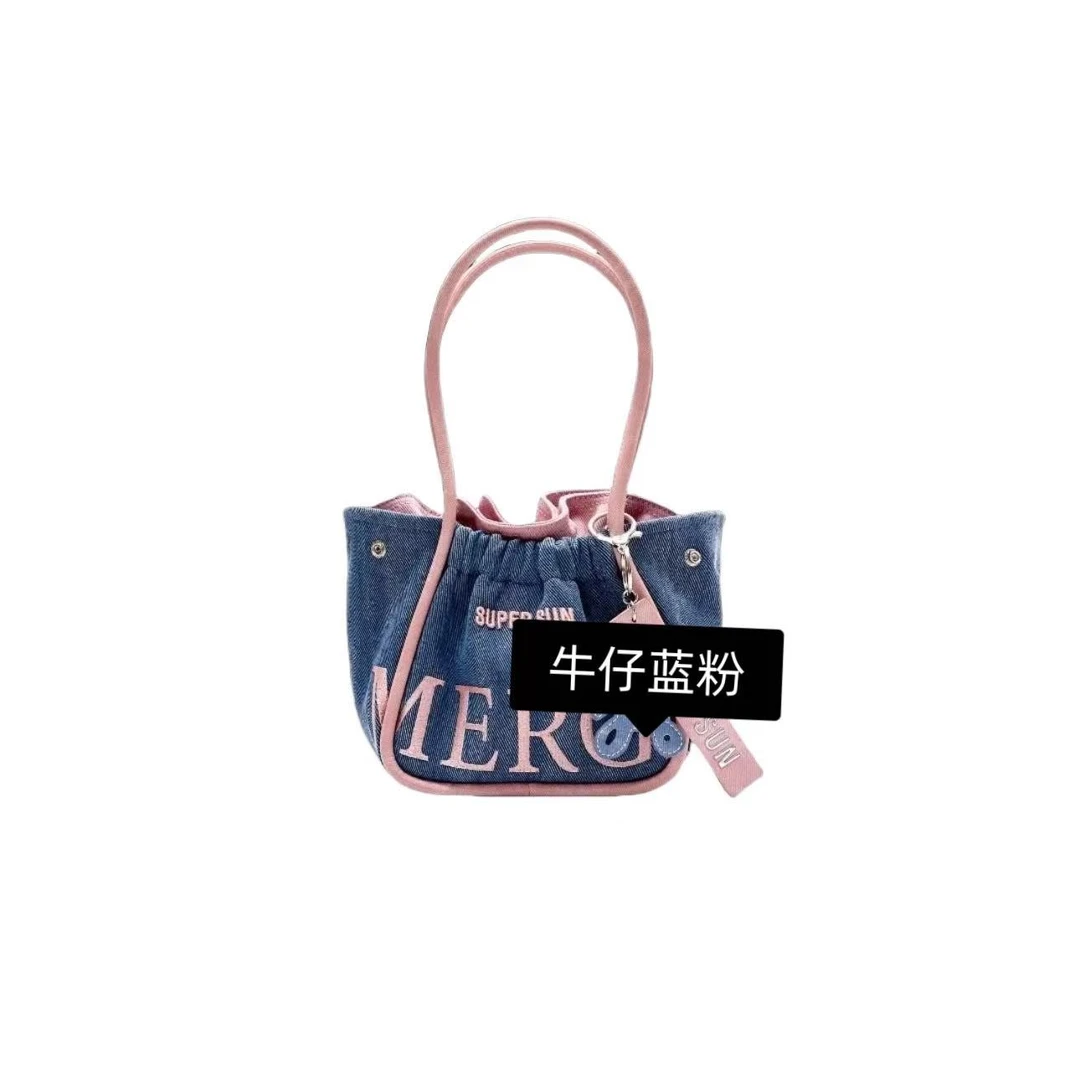 小雅姐姐  托特设计款字母刺绣腋下帆布托特单肩包KD78
