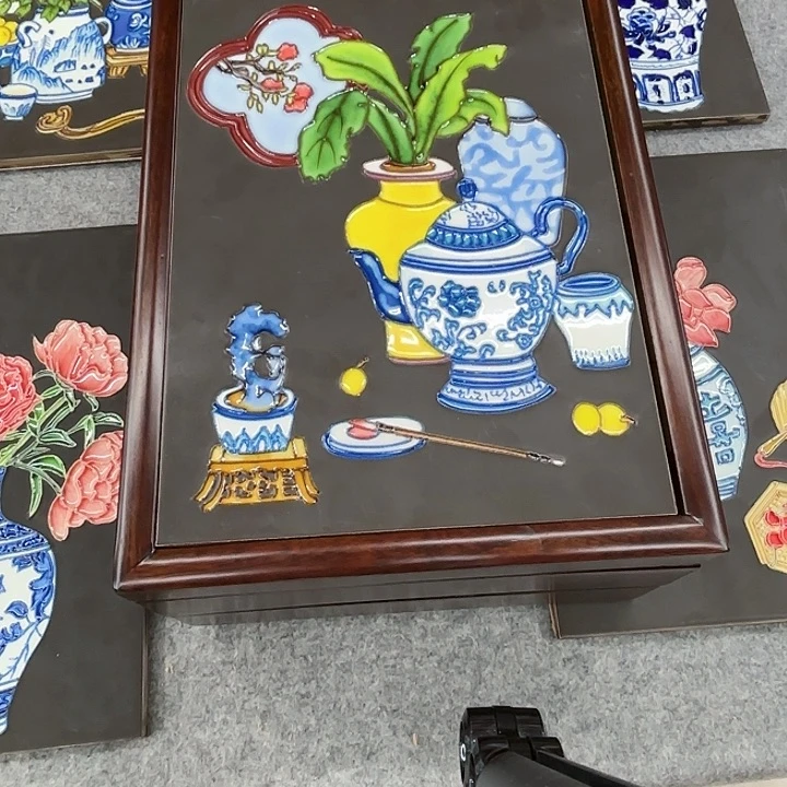 哦***~陶瓷板画20/30双层干果盒