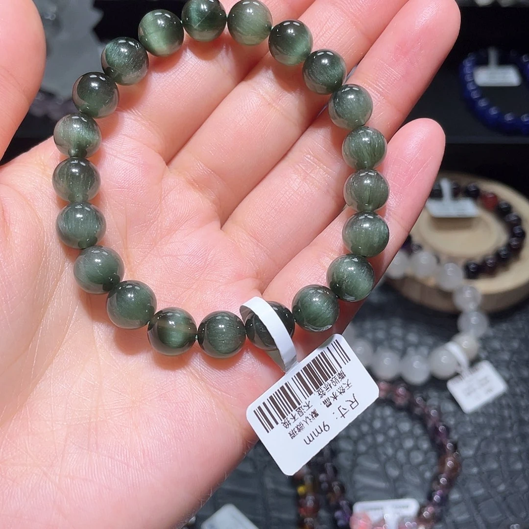 水晶手链未镶嵌绿发晶手链，晶体通透