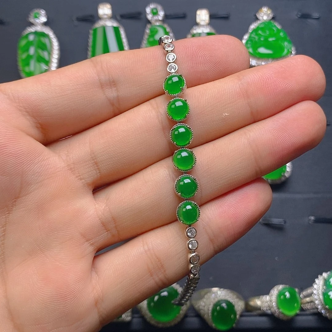 银S925镶嵌手链翡翠手链