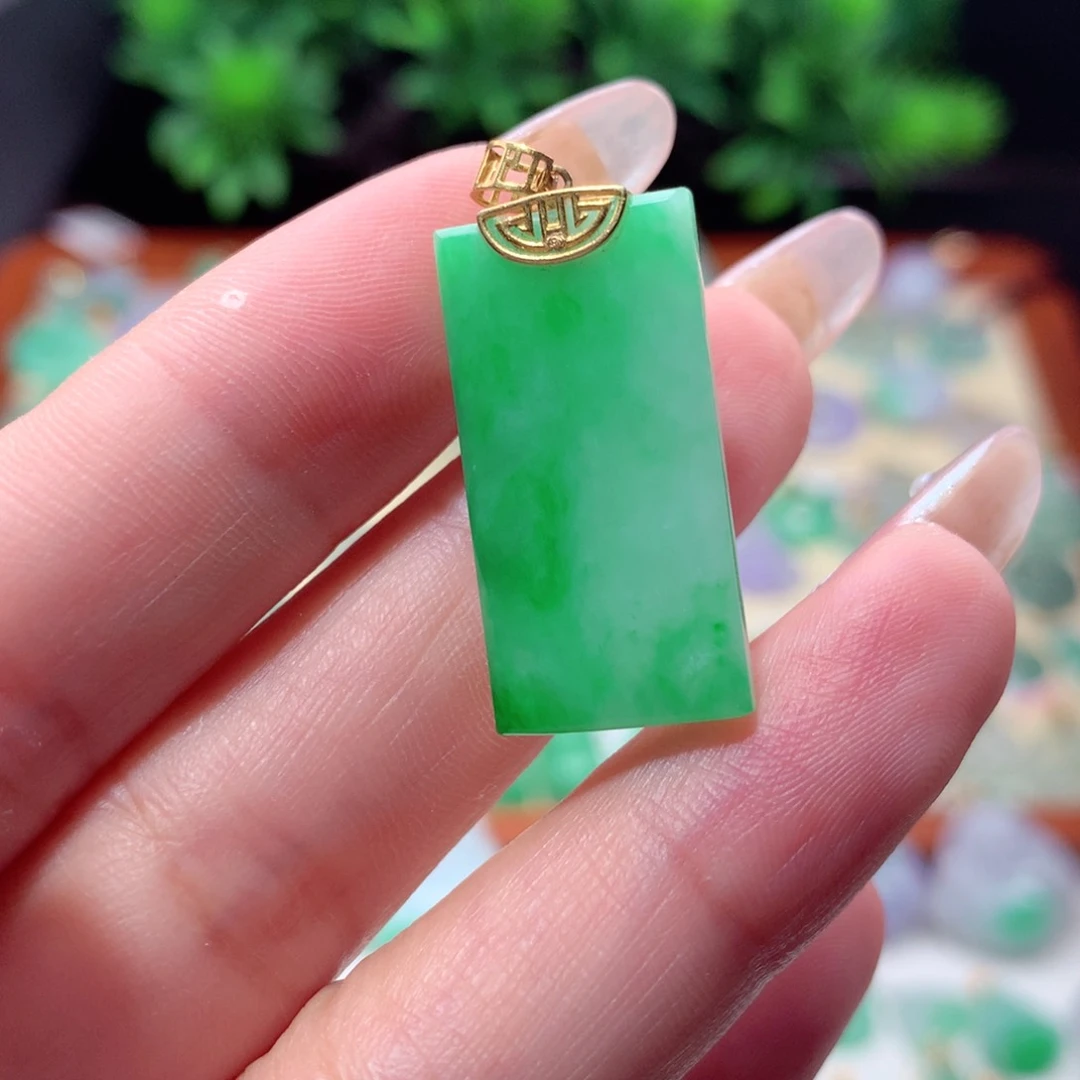 翡翠18K金镶嵌吊坠(不含链)