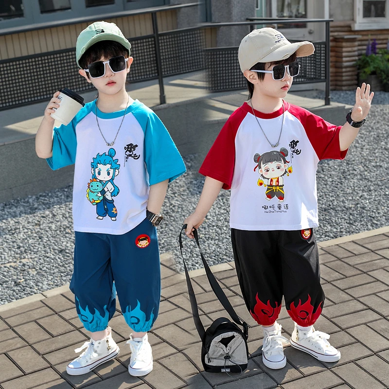 哪吒衣服男童夏装敖丙短袖套装2025新款洋气男宝薄款防蚊裤两件套