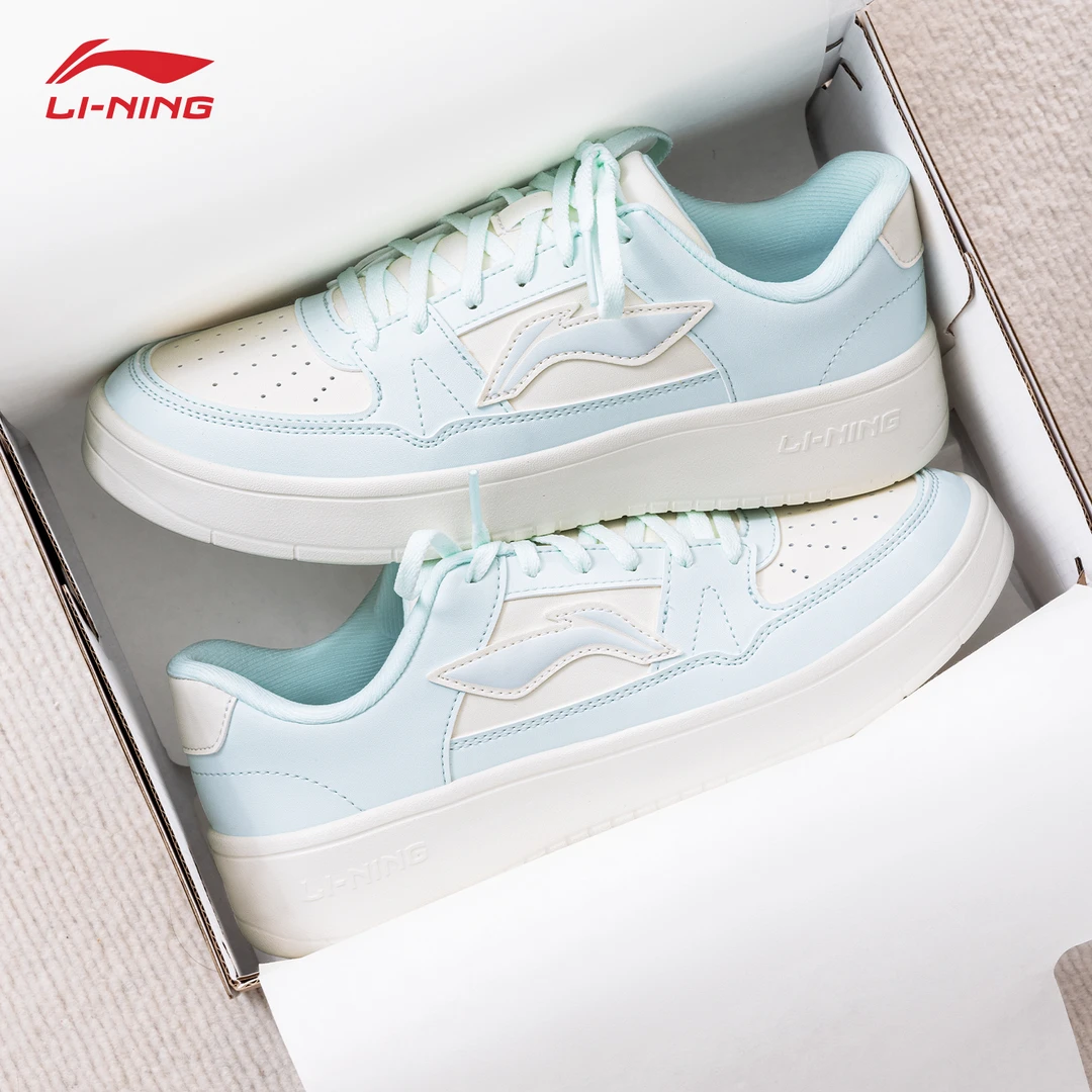 李宁月临女款板鞋2025新品清新百搭时尚潮流透气运动ins休闲鞋