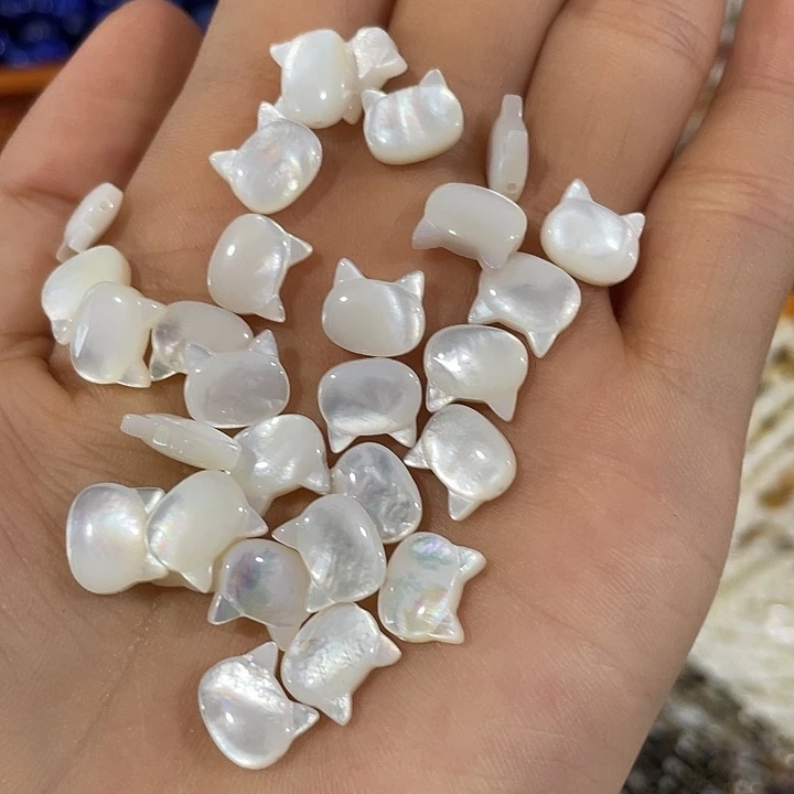 合金玛瑙/玉髓珠宝半成品3个横孔大号白蝶贝猫头