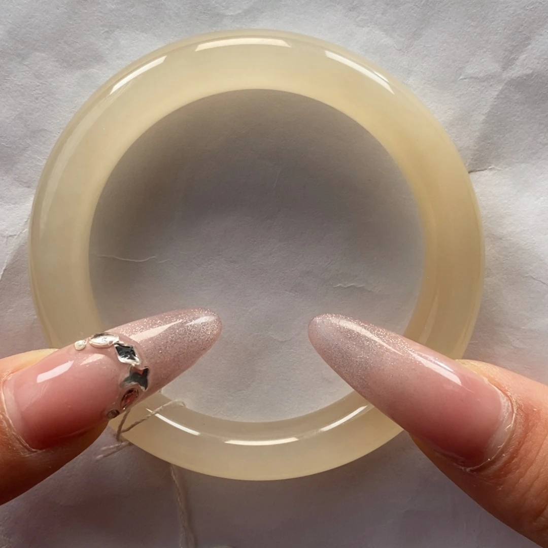 和田玉手镯未镶嵌冰藕粉5253