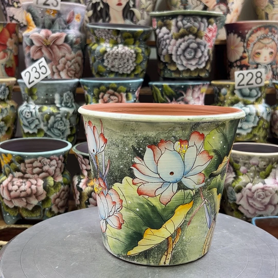 V***t景德镇炫彩手绘景德镇陶瓷花盆