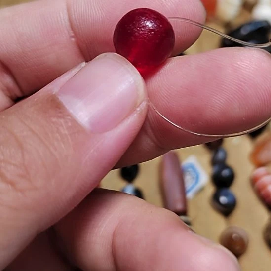 玛瑙/玉髓未镶嵌吊坠(不含链)清代中原琉璃珠子，1.0✖️1.1