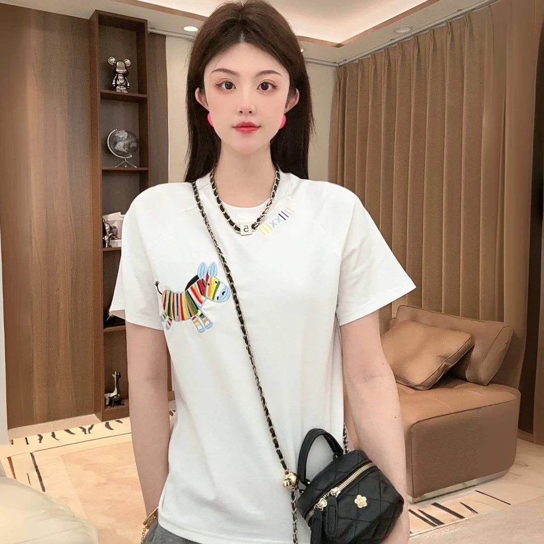 【现货】媛媛SOYFSD-2025年新款短袖上衣时尚休闲百搭圆领显瘦B0156