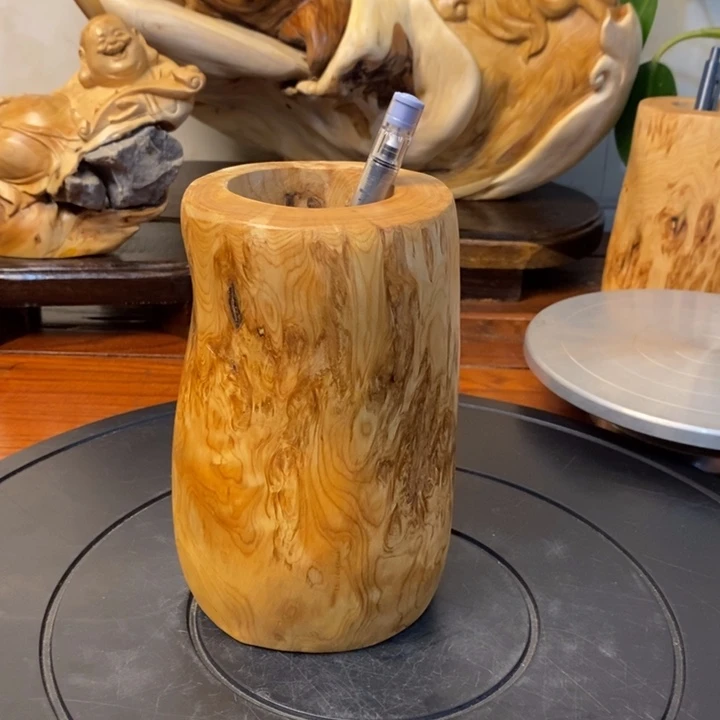 柏木崖柏笔筒摆件