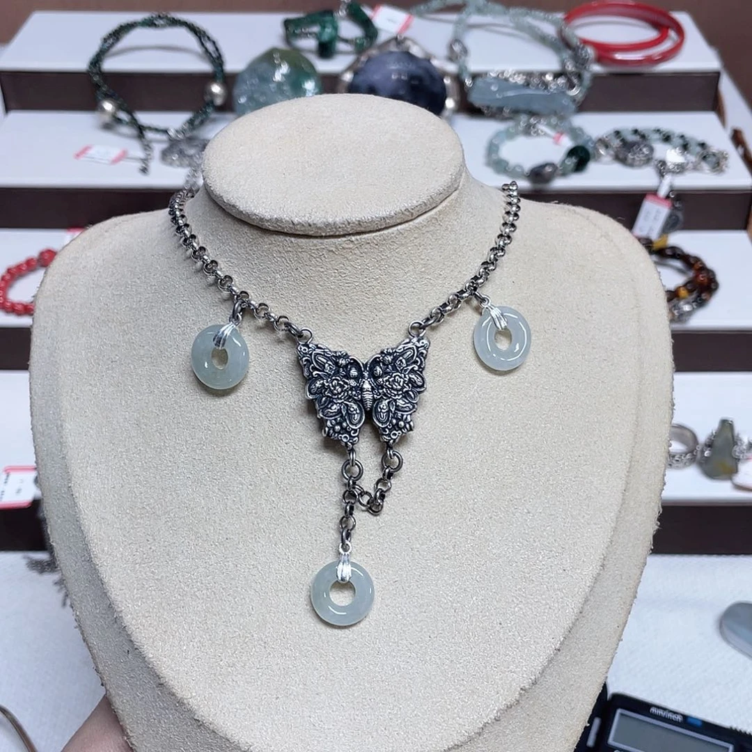 足银足银錾刻锁骨链