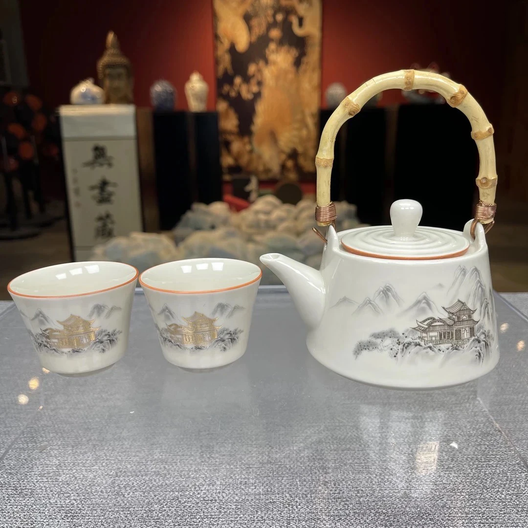 高端茶具水墨山水一壶两杯