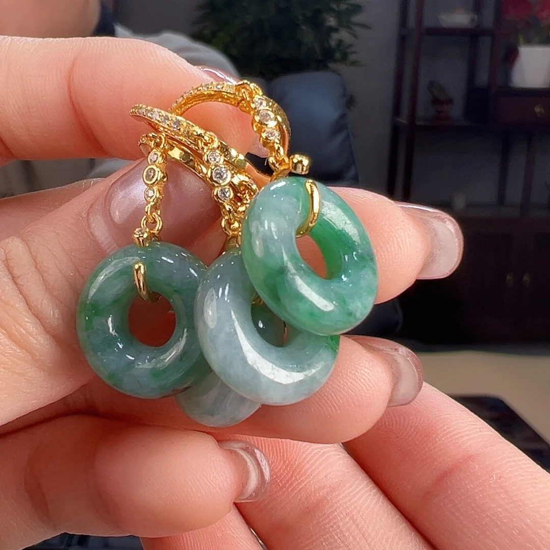 翡翠耳饰银S925镶嵌多样性发货一副