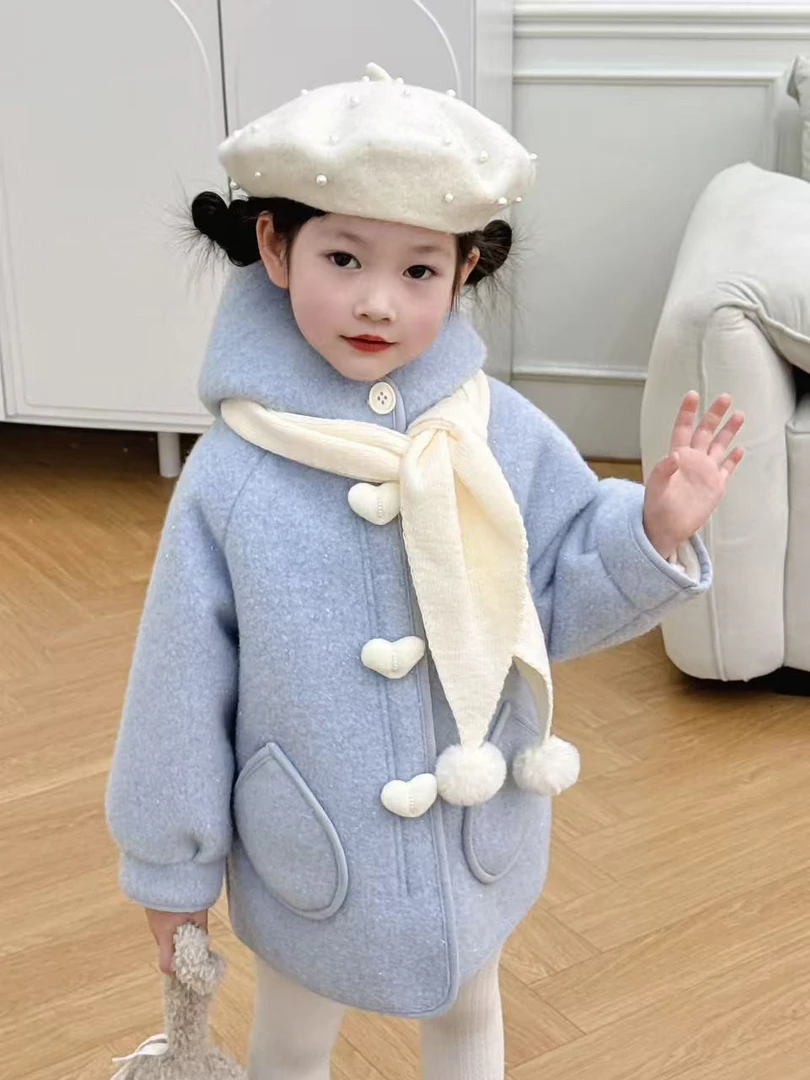【原创设计品牌】xyyz&kids 2029冬季女童呢子大衣连帽大衣冬款外套