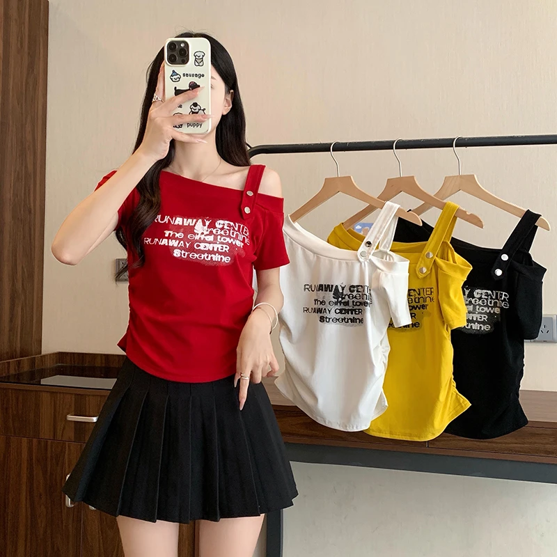 2025夏装新款胖mm大码女时尚别致印花字母女上衣遮肉遮肚子洋气