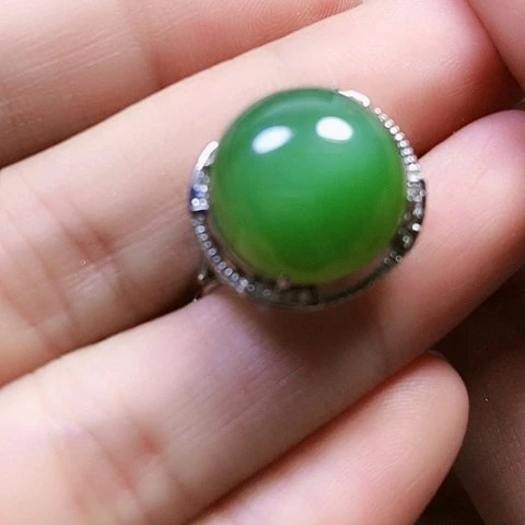和田玉戒指银S925镶嵌