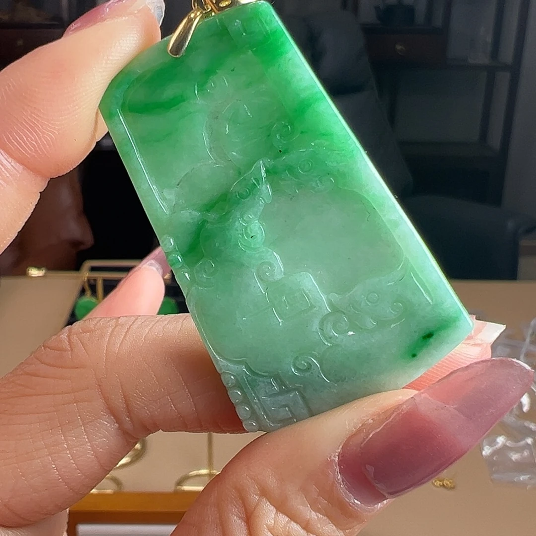 翡翠银S925镶嵌颈饰吊坠