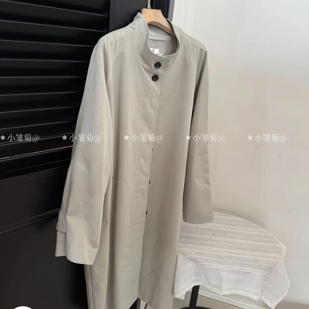 韩国正品 卡其灰立领风衣 联系客服购买