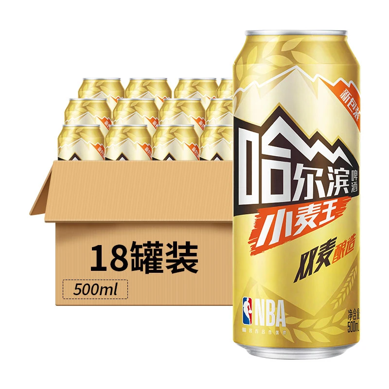 哈尔滨小麦王啤酒10°P罐装500ml 18罐