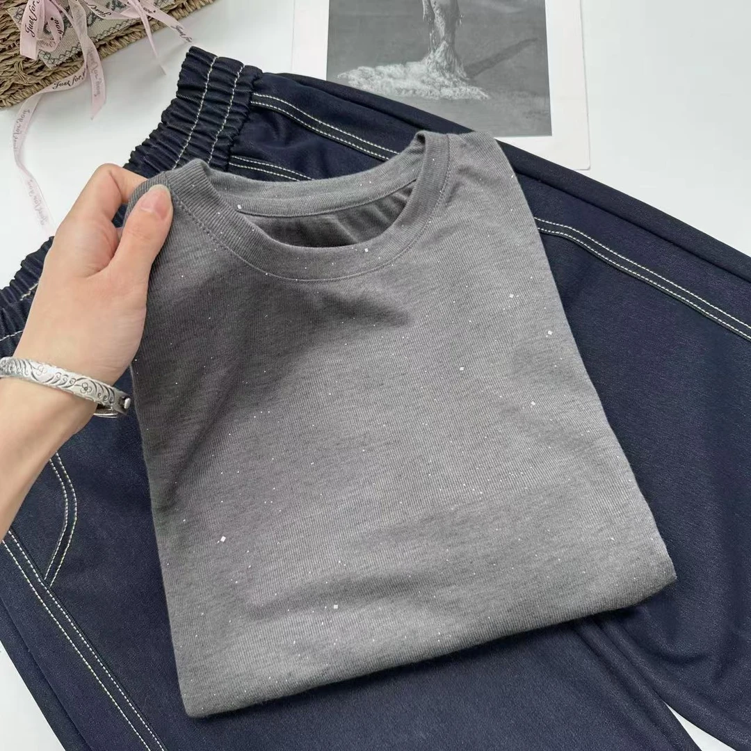 【满天星长袖】裸肤感~亮晶晶百搭软糯简约针织衫Y6631