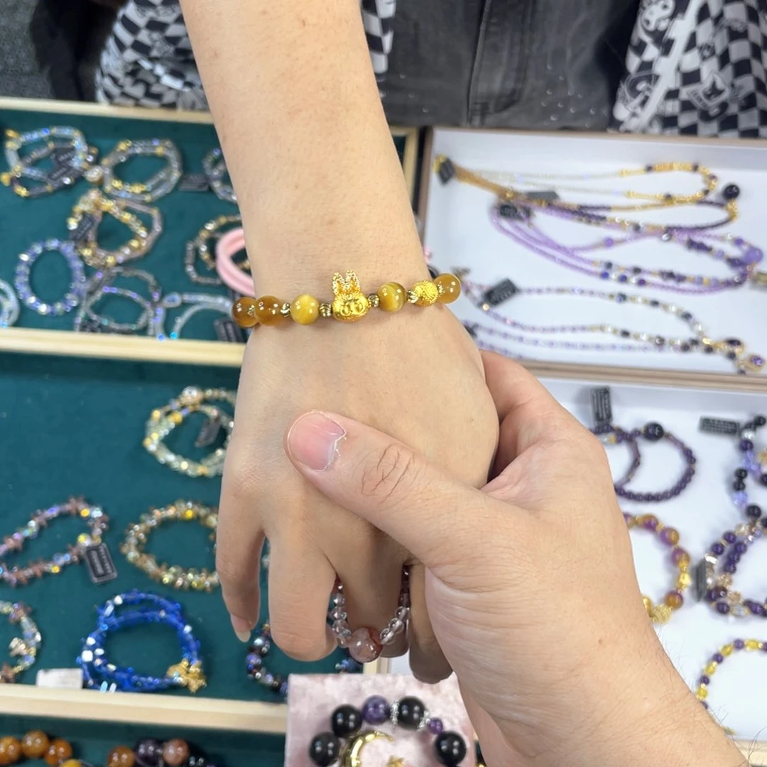 水晶手链银S925镀金镶嵌