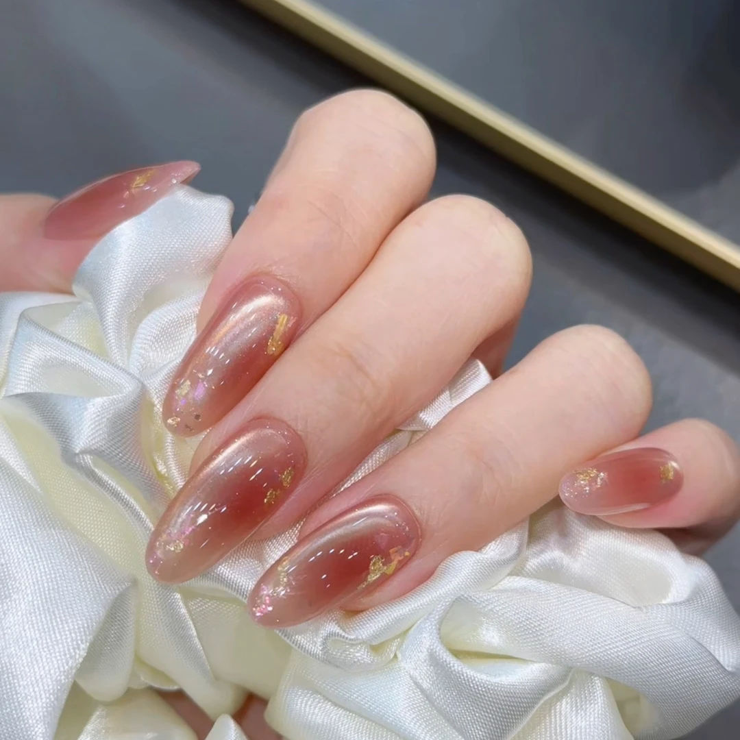 落日 纯手工定制穿戴甲美甲成品美甲贴片10片