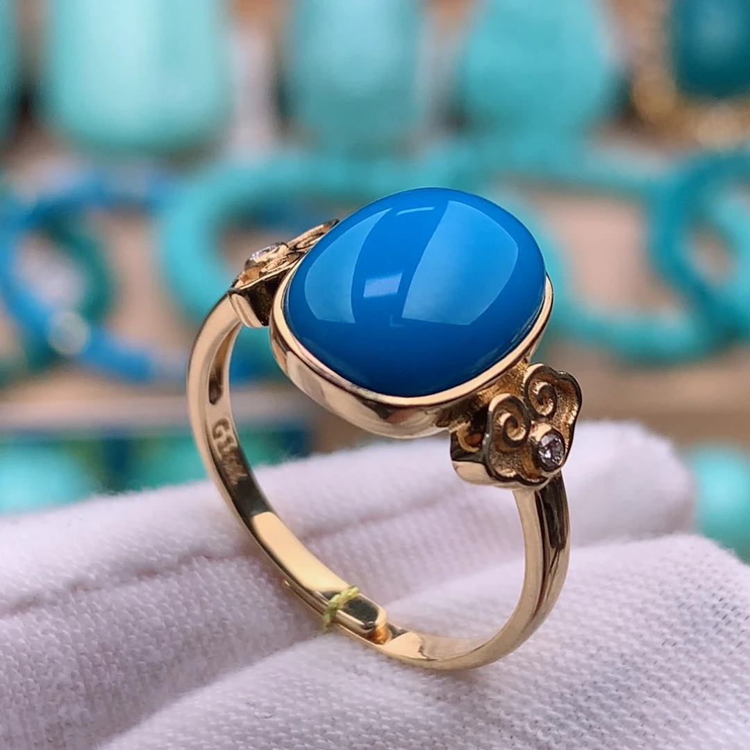 绿松石珠宝奇石18K金镶嵌