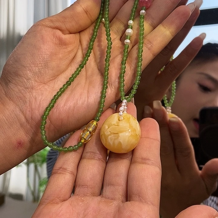 琥珀颈饰未镶嵌蜜蜡项链