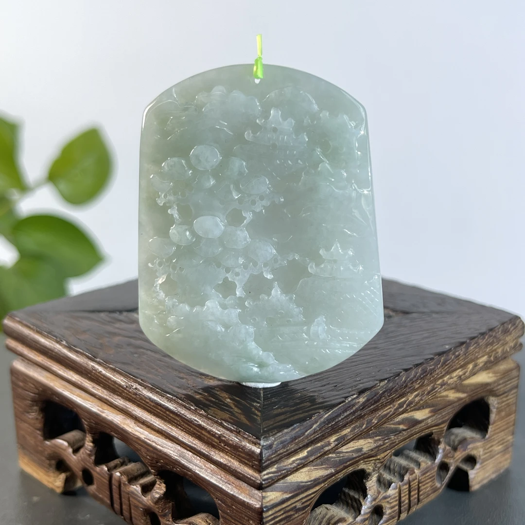 JSW31-22 天然缅甸A货翡翠  山水牌