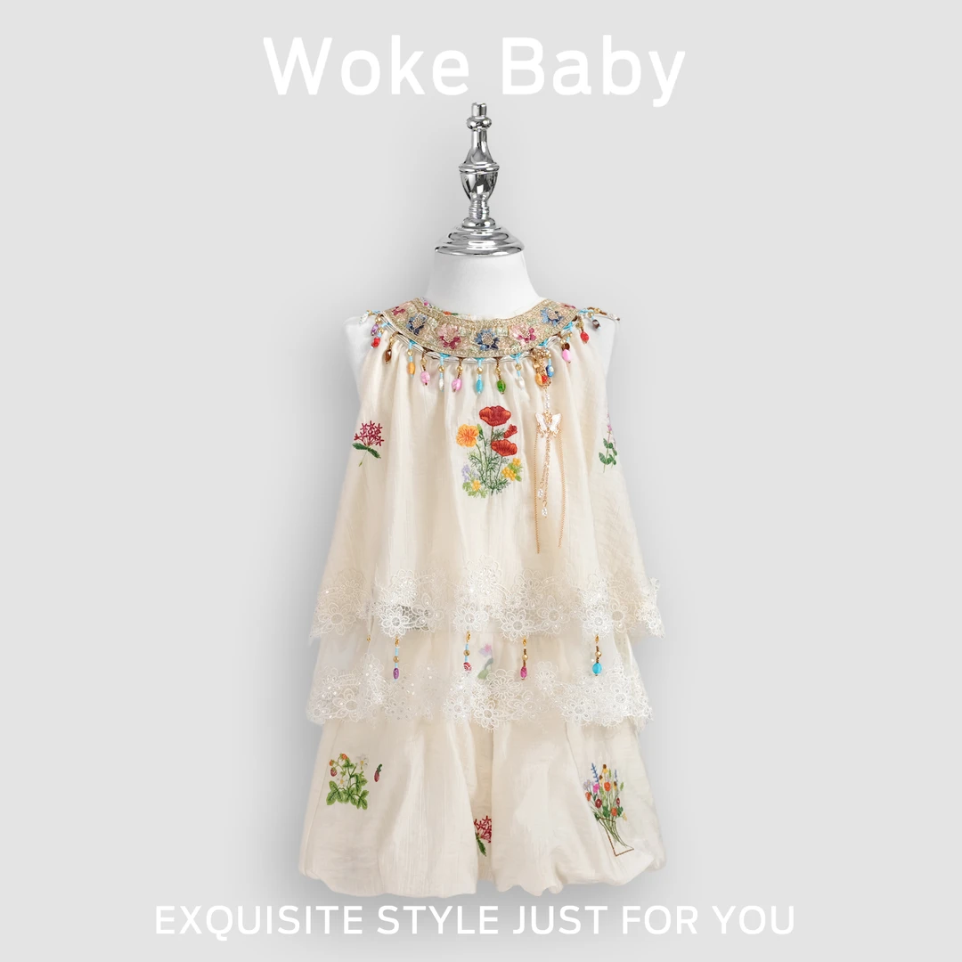 现货【藤语生花】女童夏季可爱中大童上衣中领套头汉服短裤M5623