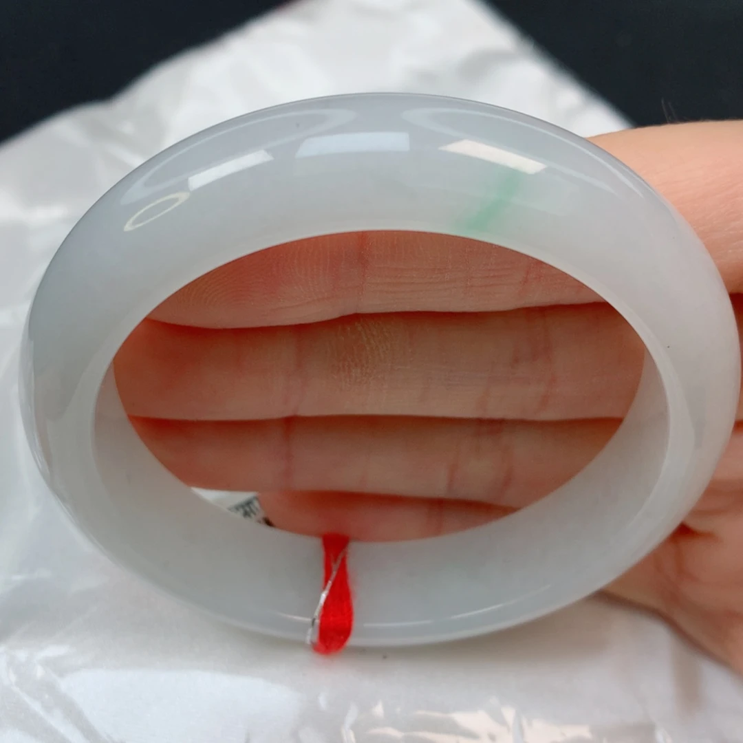 未镶嵌手镯翡翠53.8正圈，白净小清新，完整，017