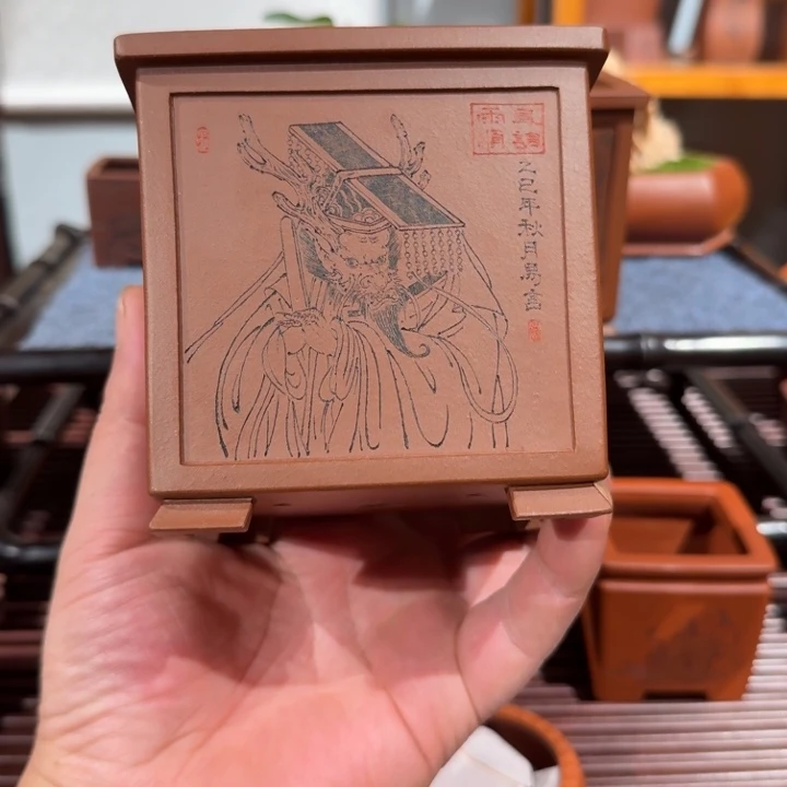 逍***行紫砂花盆原矿紫泥