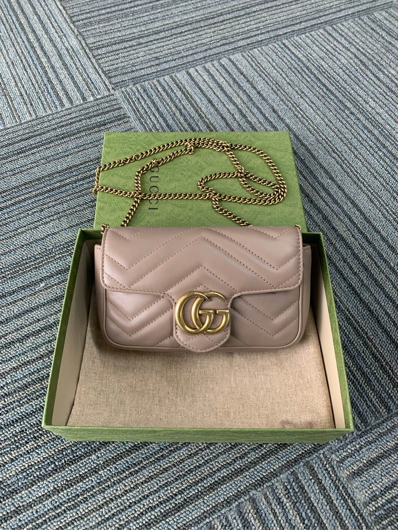 99新 GUCCI/古驰 马蒙超级迷你号链条单肩斜挎包