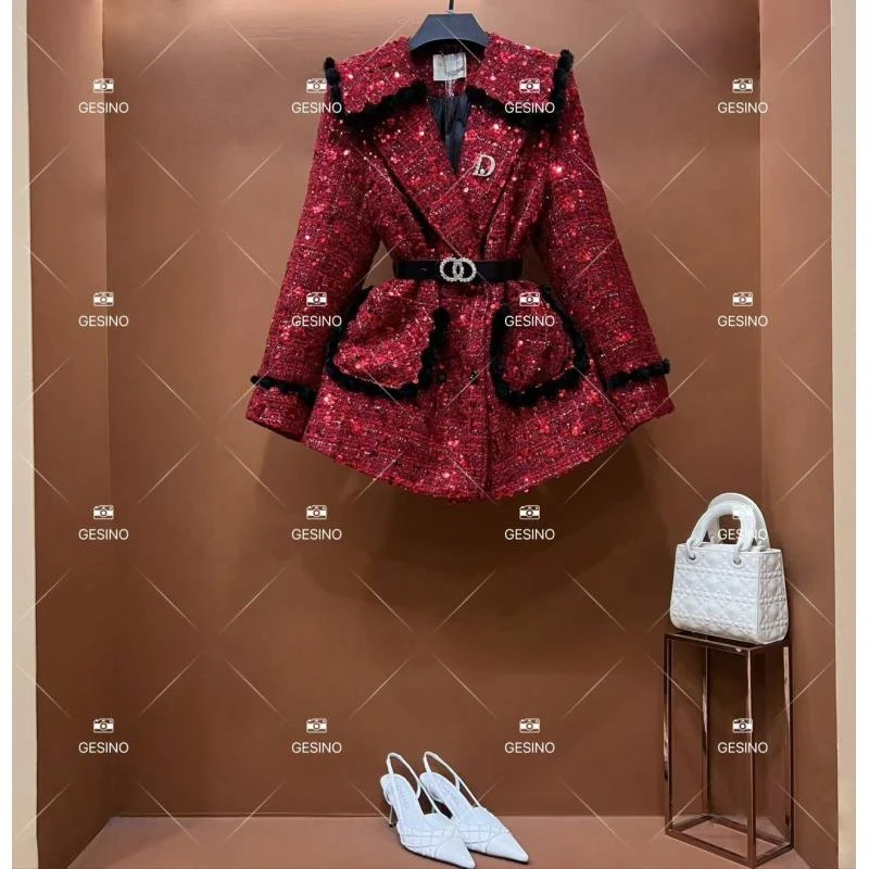 【悠悠】秋冬气质小香风时尚设计师中长款外套 QD-2025651