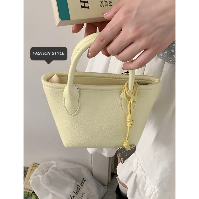 小众手提包小拎包女2025新款简约水桶包百搭单肩斜挎包菜篮子包包