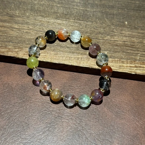 【黑胖珠宝】 XH0002 天然水晶超七手串 多样性发其一